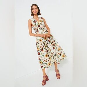 NWT Ulla Johnson Kiran Sleeveless Midi Dress in White Iris - missing belt